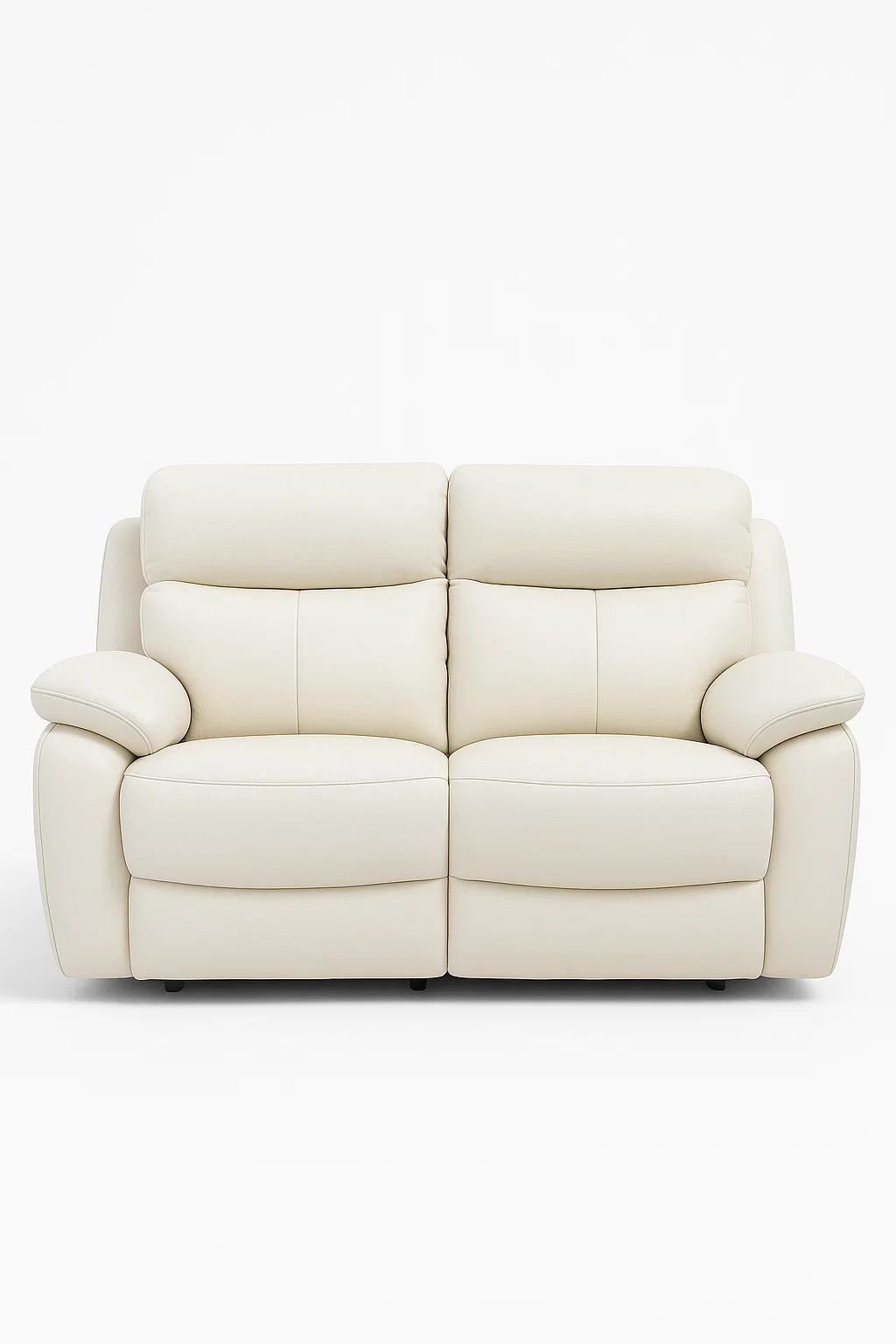 Sofá - 2 plazas moderno reclinable en similpiel crema con reposabrazos anchos