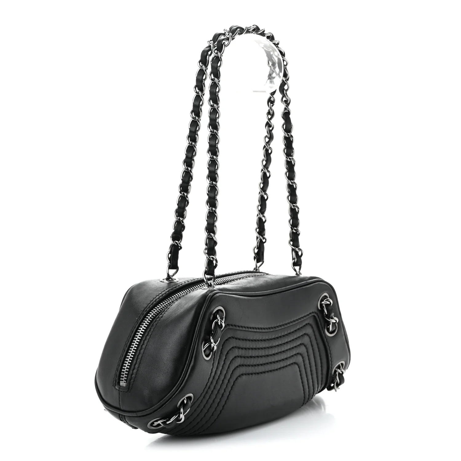 Lambskin Lax Small Tassel Shoulder Bag Black - Top Club