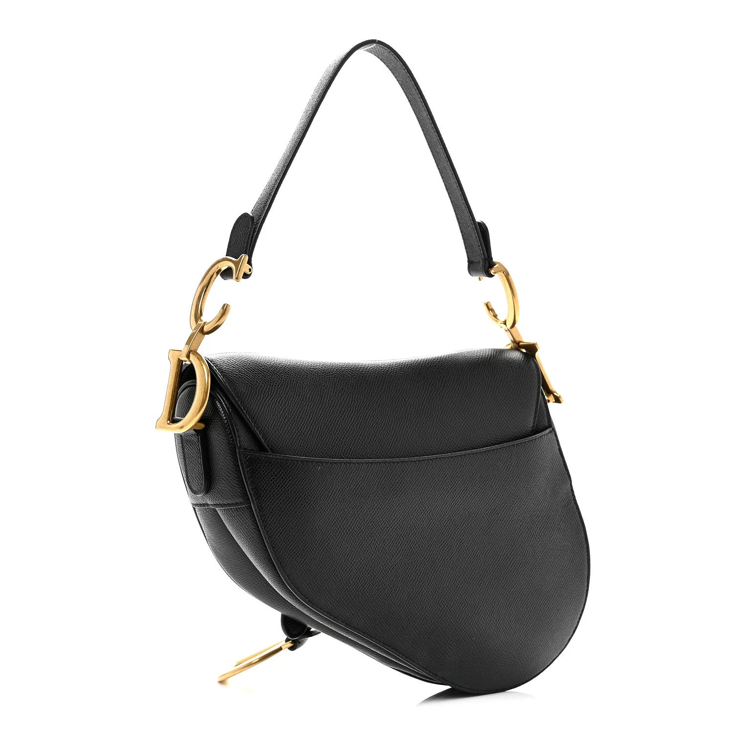 Grained Calfskin Saddle Bag Black - Top Club