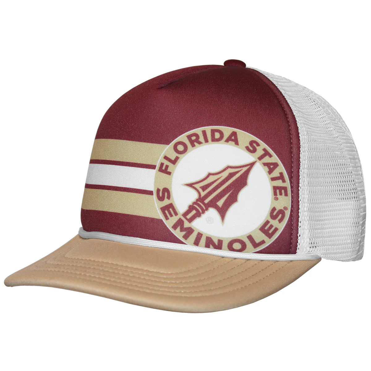 Legacy Florida State Seminoles Arrowhead Design Adjustable Foam Trucker Cap - Gold/White - MoB Apparel