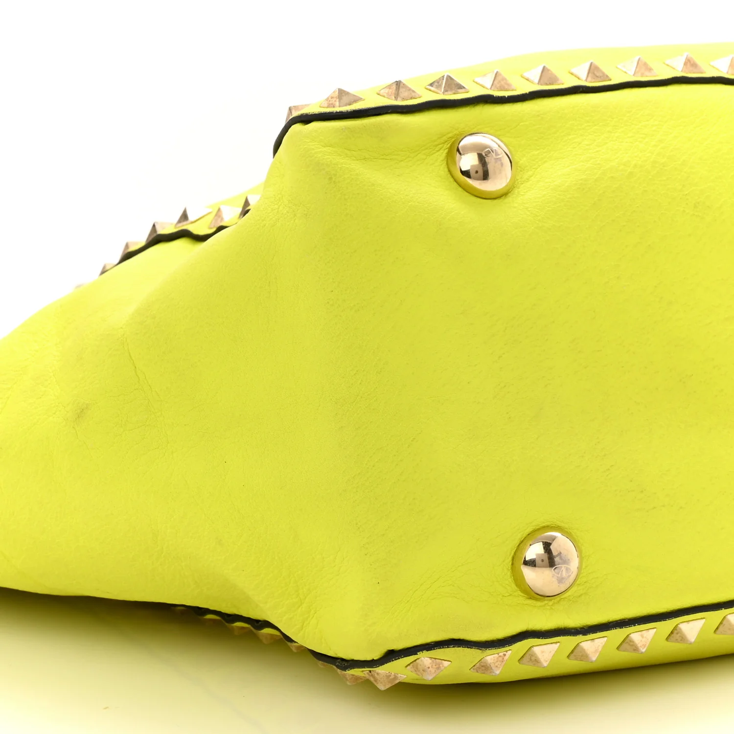 Vitello Medium Rockstud Tote Yellow Fluo - Top Club