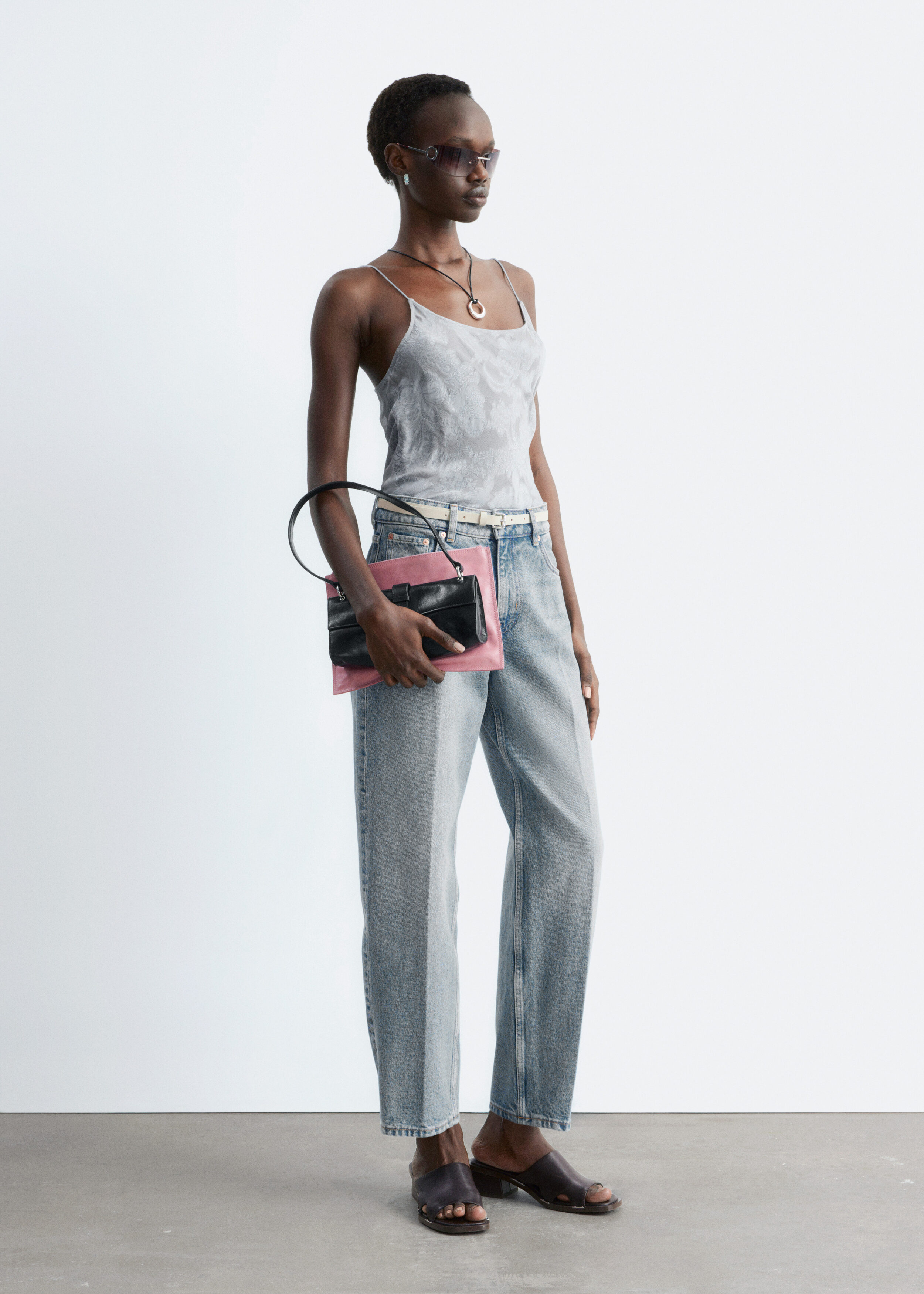 & Other Stories SHEER SATIN JACQUARD CAMISOLE