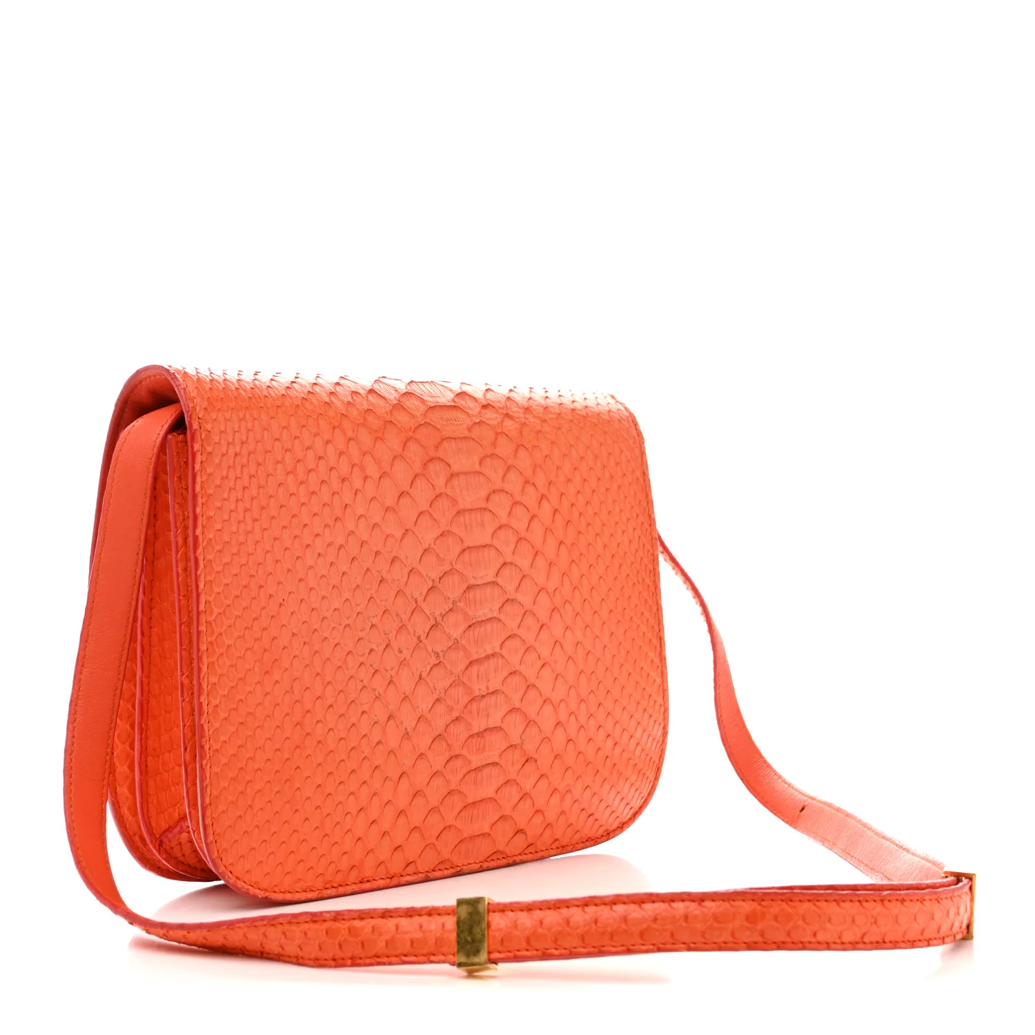 Snakeskin Medium Classic Box Flap Orange - Top Club