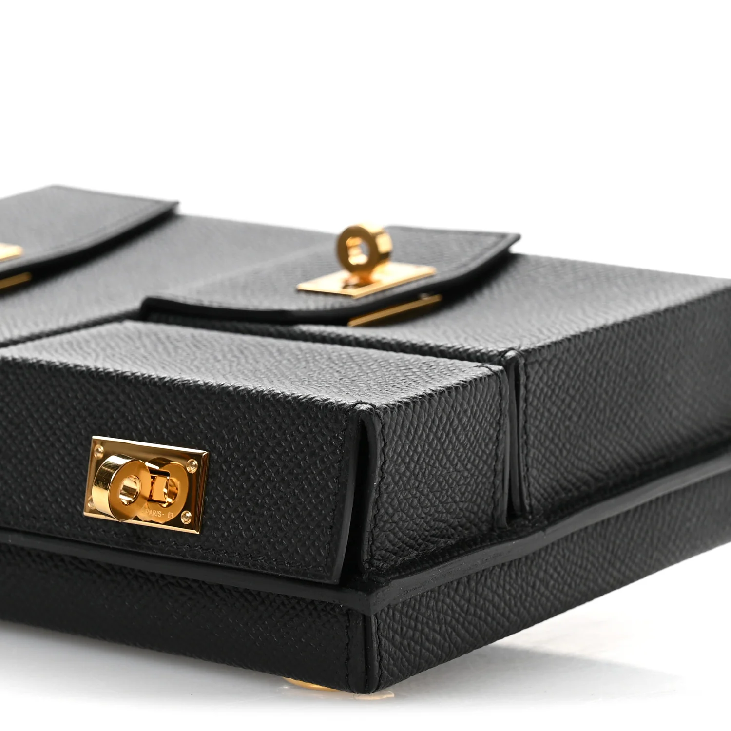Epsom Kelly Multi Pocket Pochette To Go Black - Top Club