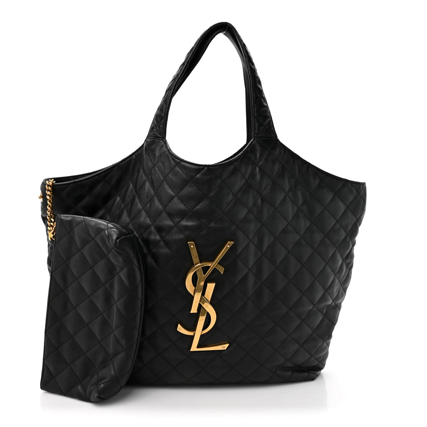 Lambskin Quilted Maxi Icare Shopping Tote Black - Top Club