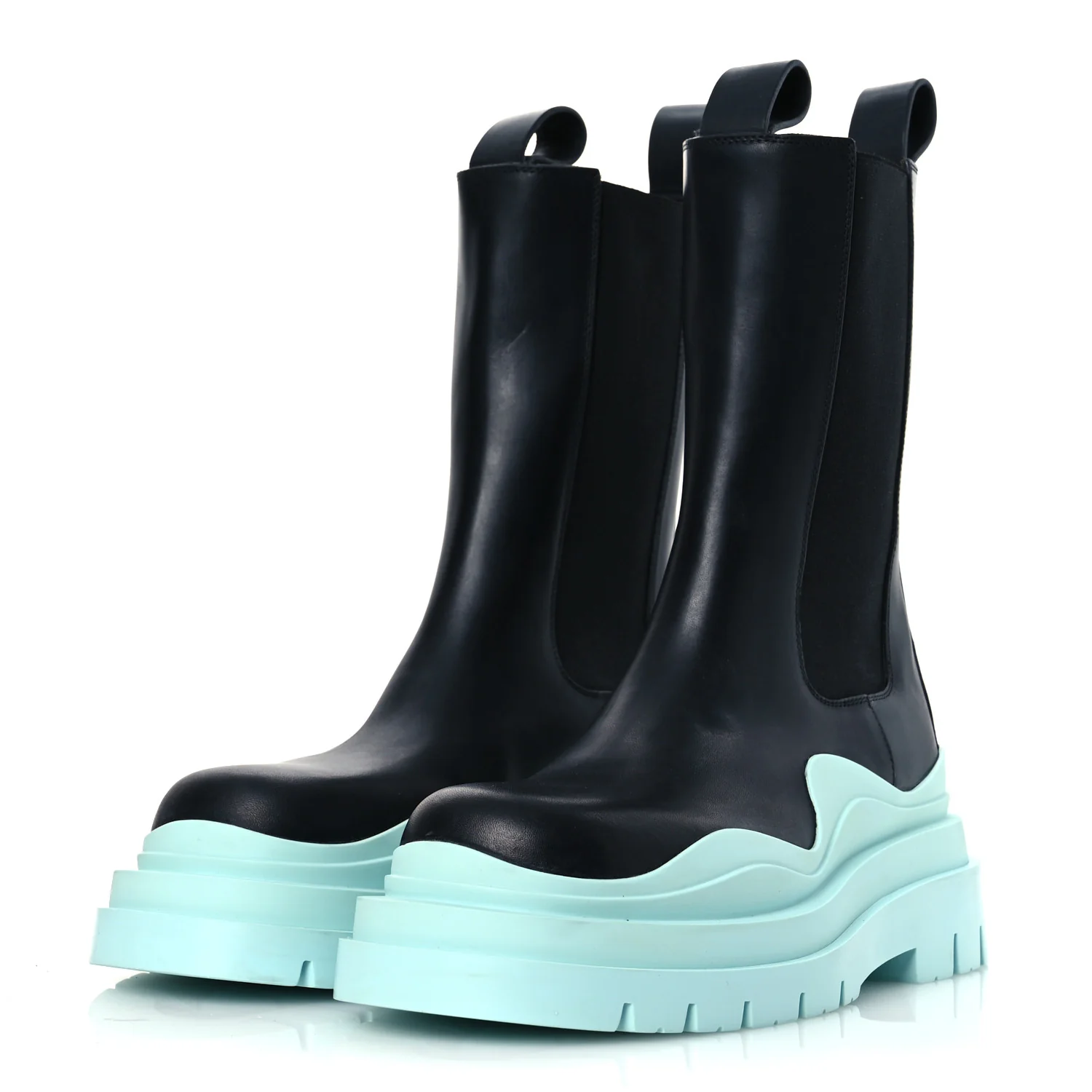 Calfskin Womens The Tire Chelsea Boots 39 Black Flannel - Top Club