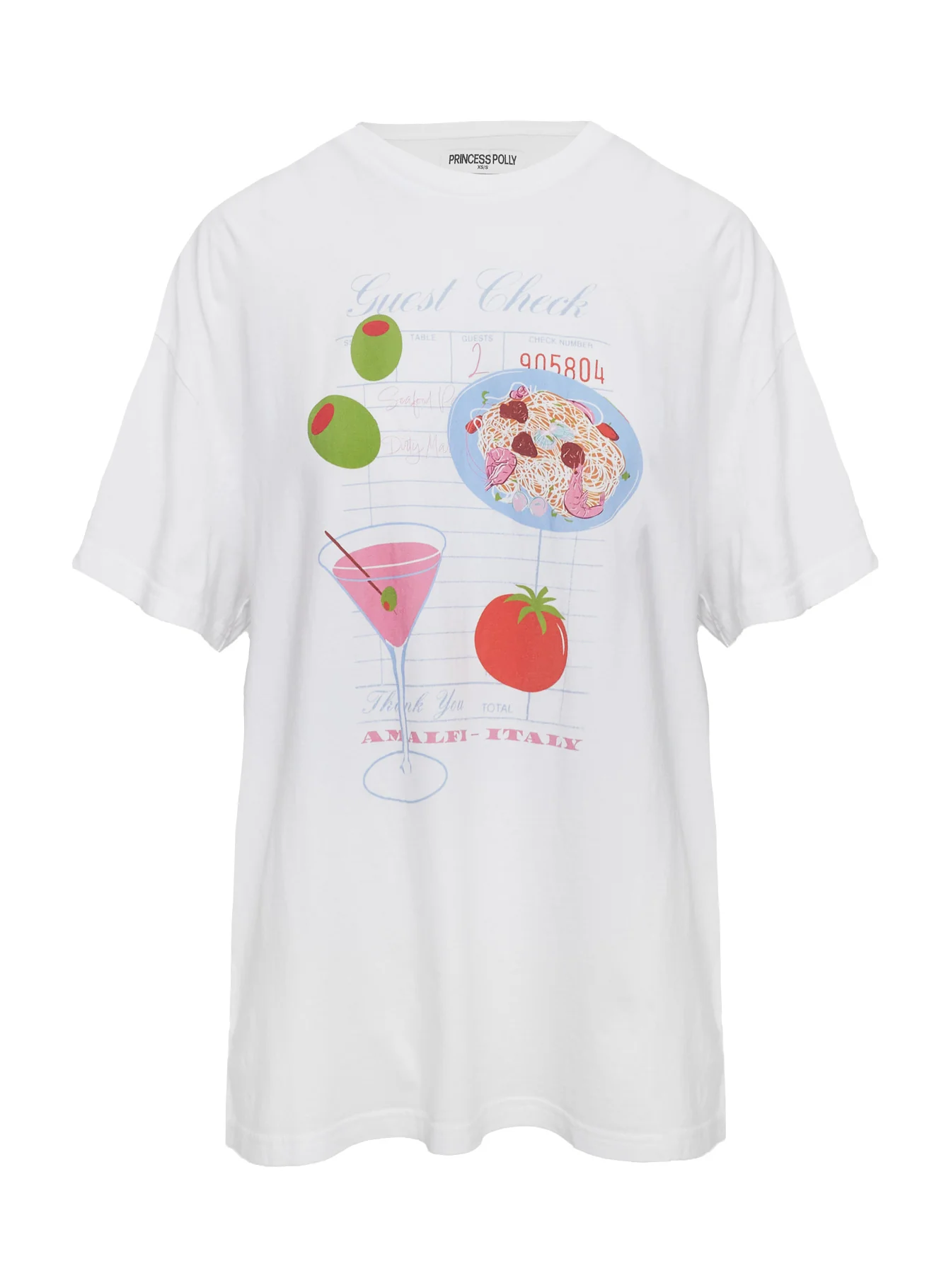 Dine With Me Oversized Graphic Top White