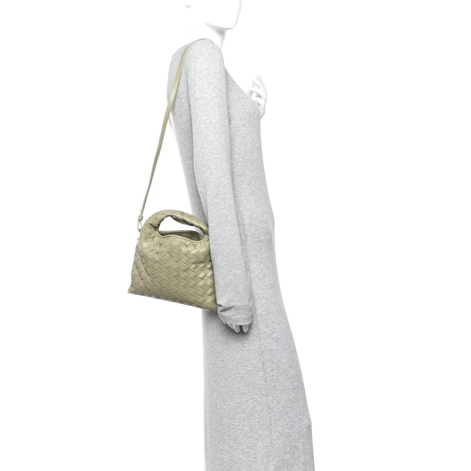 Calfskin Intrecciato Mini Hop Travertine