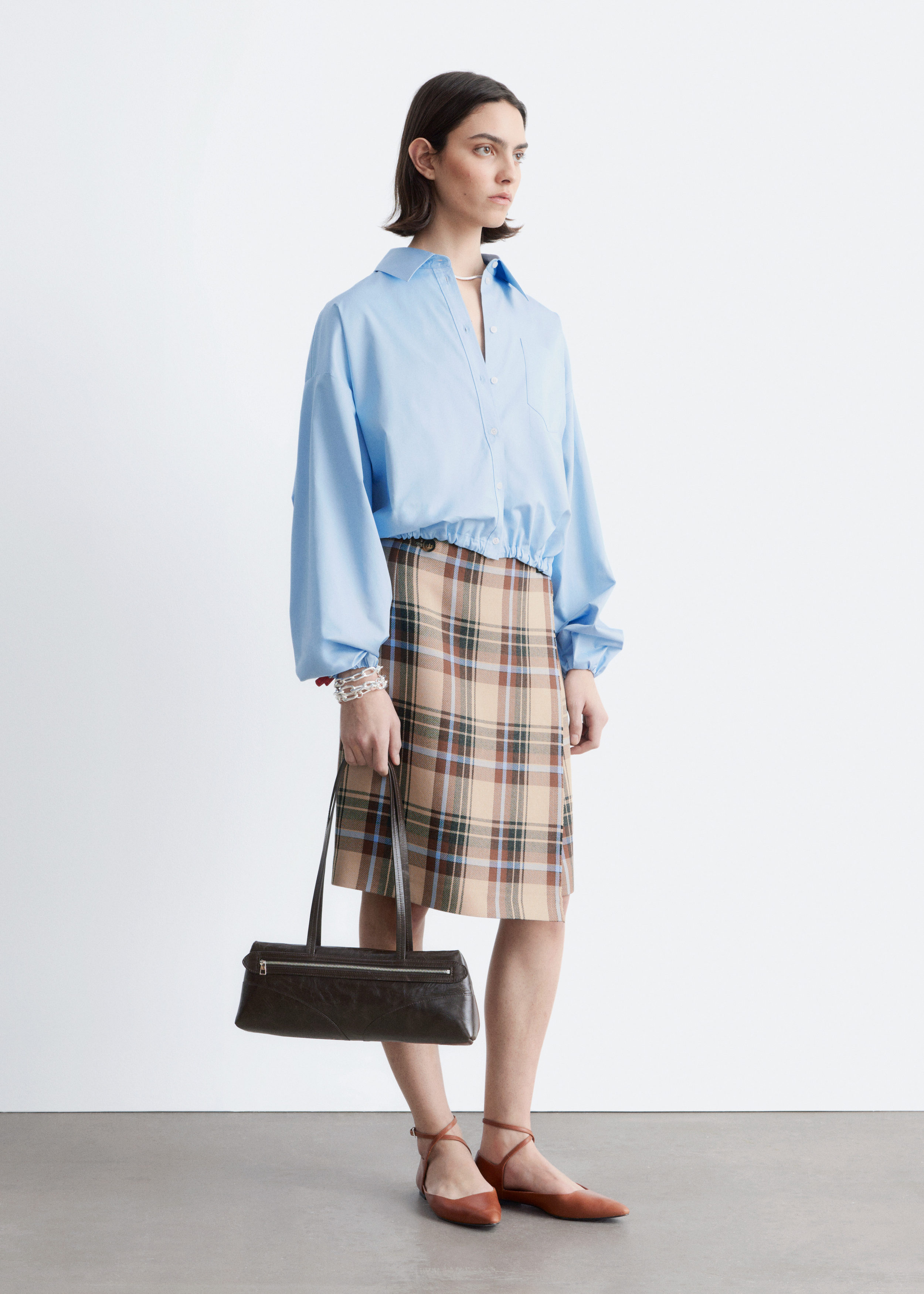 & Other Stories KNEE-LENGTH TARTAN WRAP SKIRT