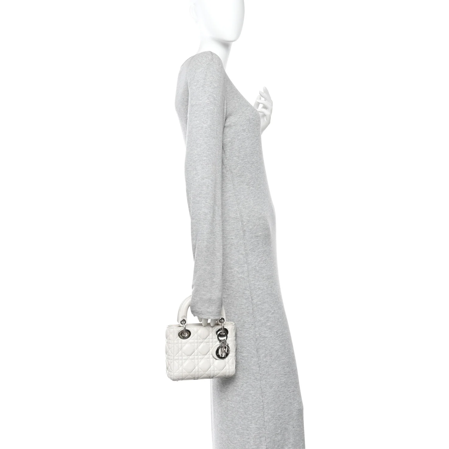 Lambskin Cannage Mini Lady Dior White