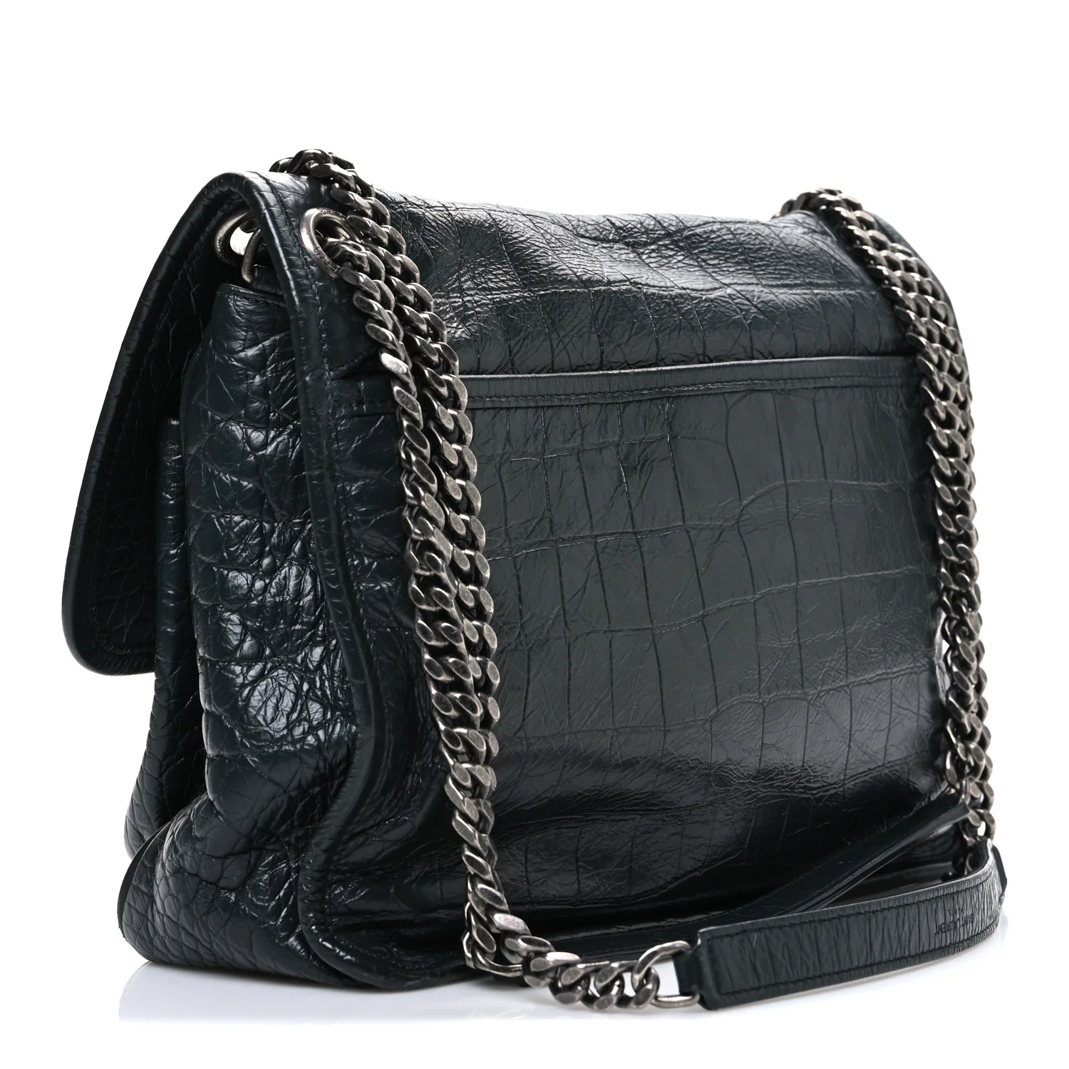 Crocodile Embossed Calfskin Monogram Medium Niki Chain Satchel Algea - Top Club