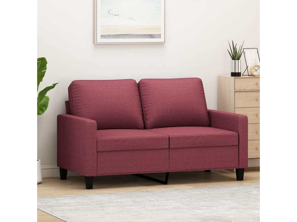 Sofá de 2 plazas de tela rojo tinto 120 cm