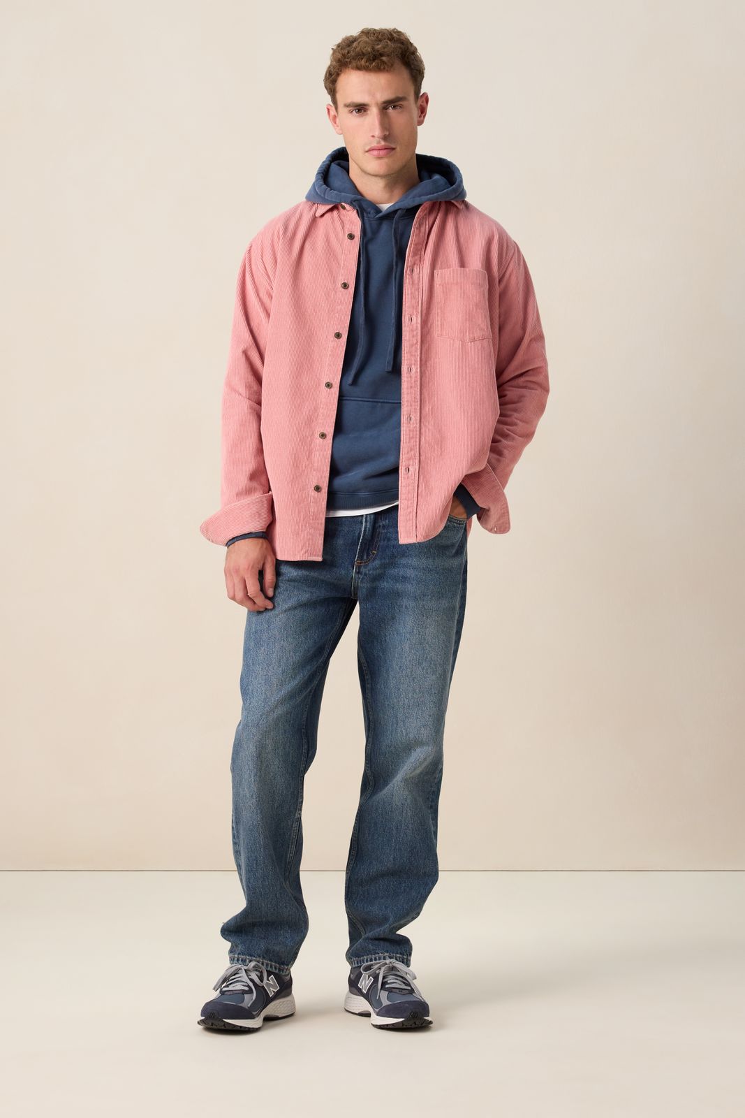 Roze corduroy overhemd