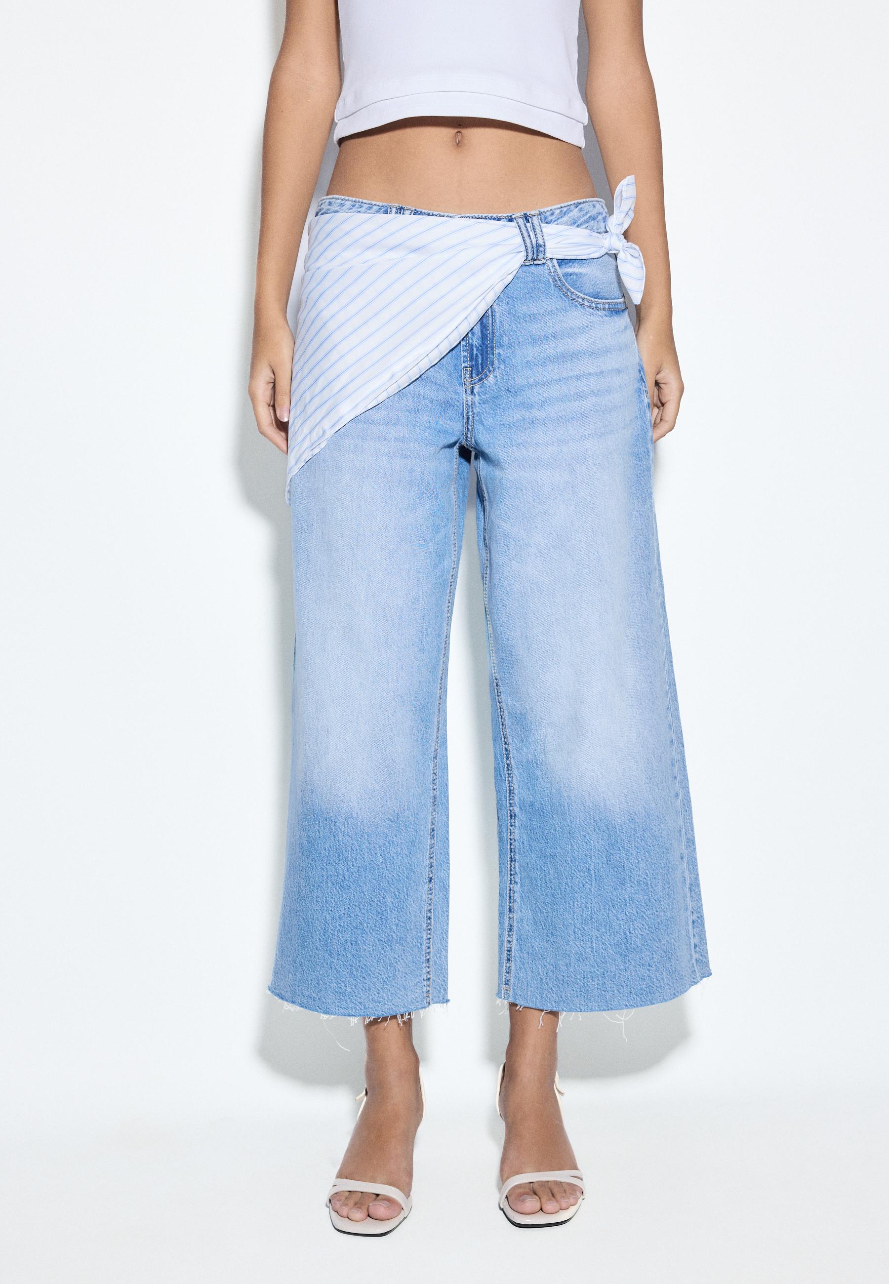 CULOTTE JEANS WITH SCARF DETAIL