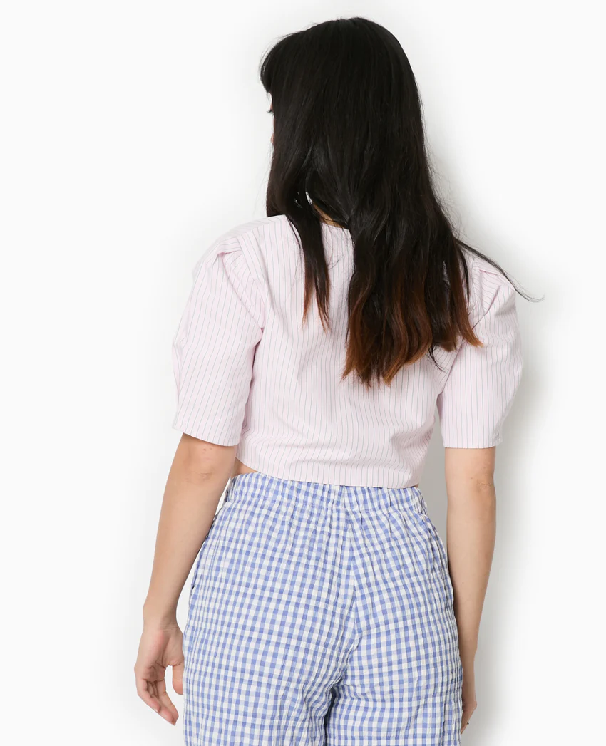 Pimkie Blouse courte rayée avec nouettes