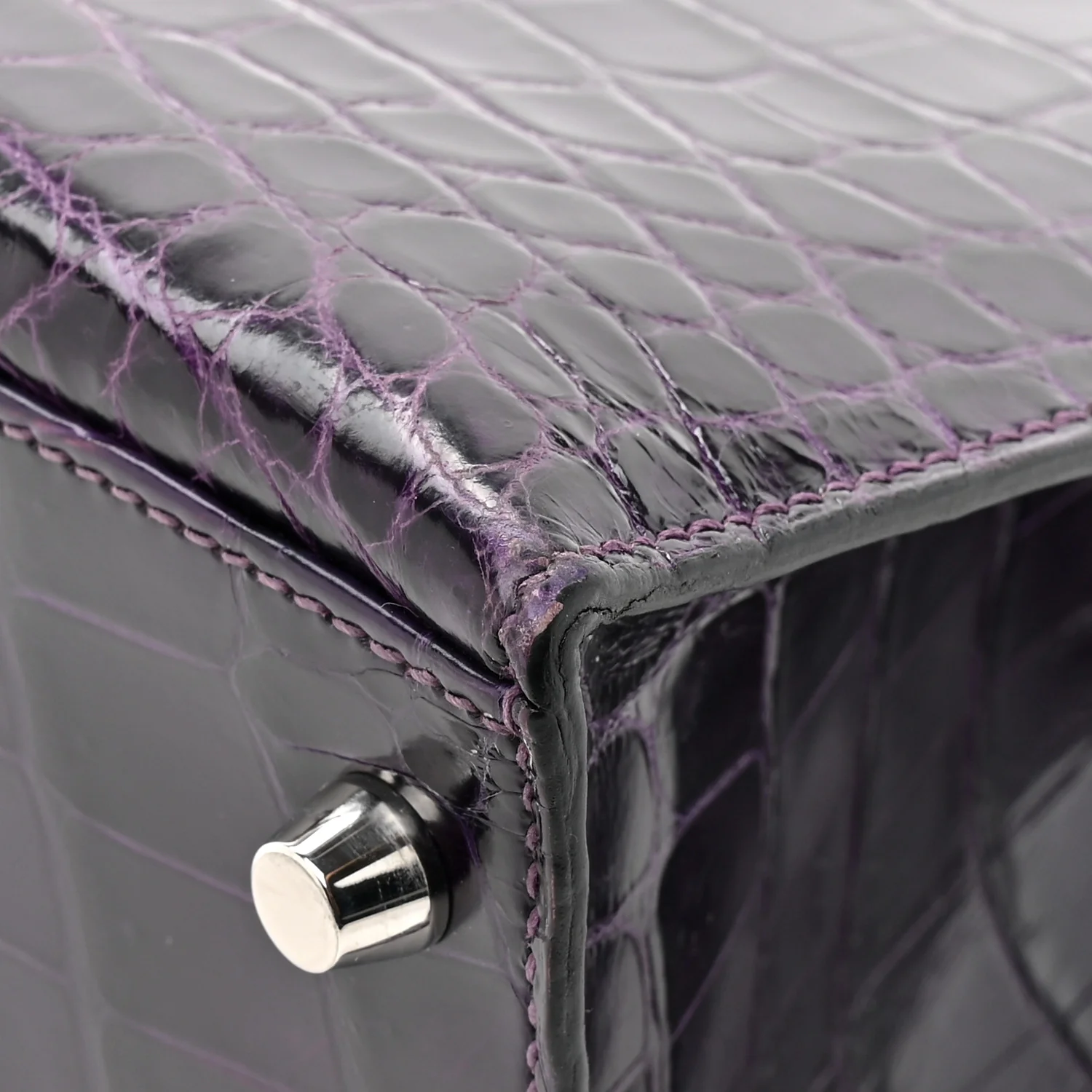 Shiny Niloticus Crocodile Kelly Sellier 28 Amethyst - Top Club
