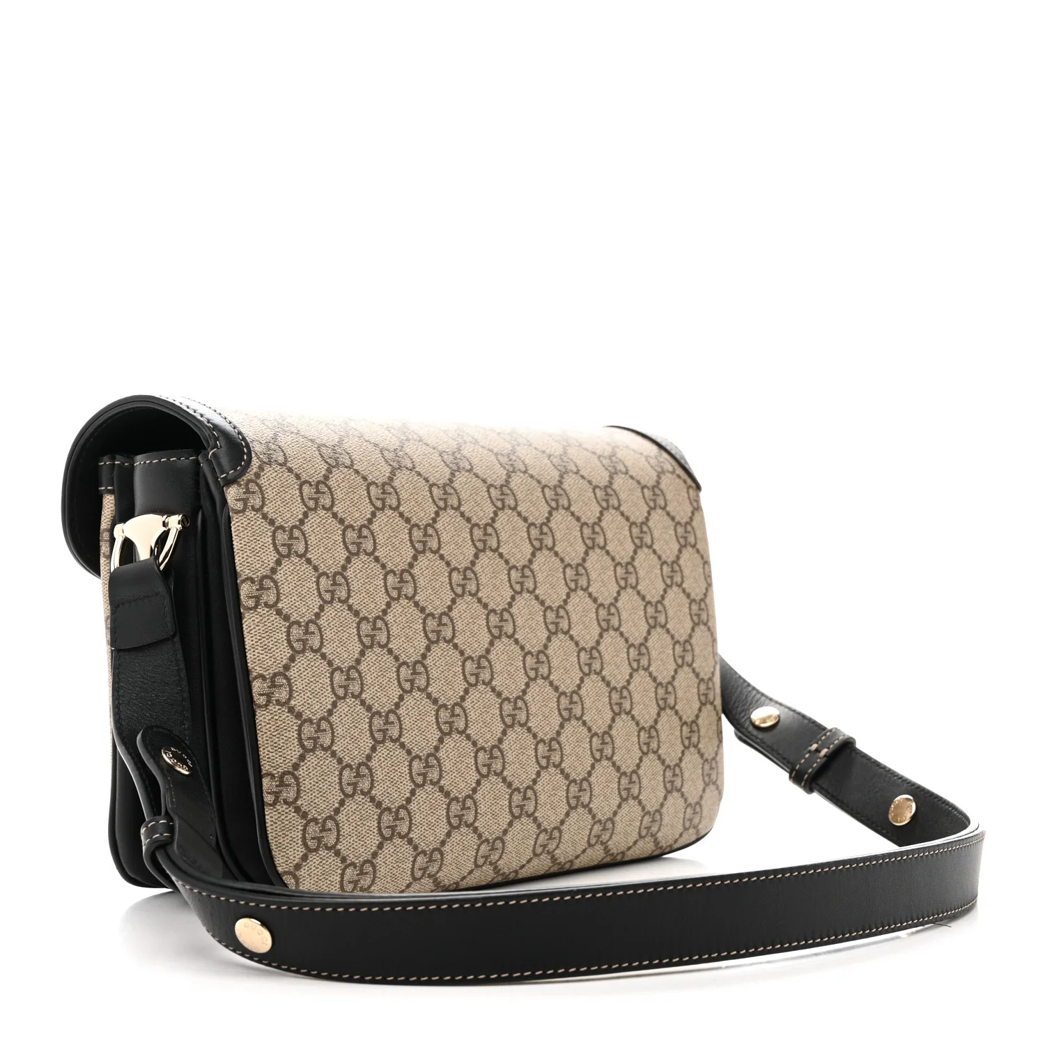 GG Supreme Monogram Horsebit 1955 Soft Small Shoulder Bag Beige Black - Top Club