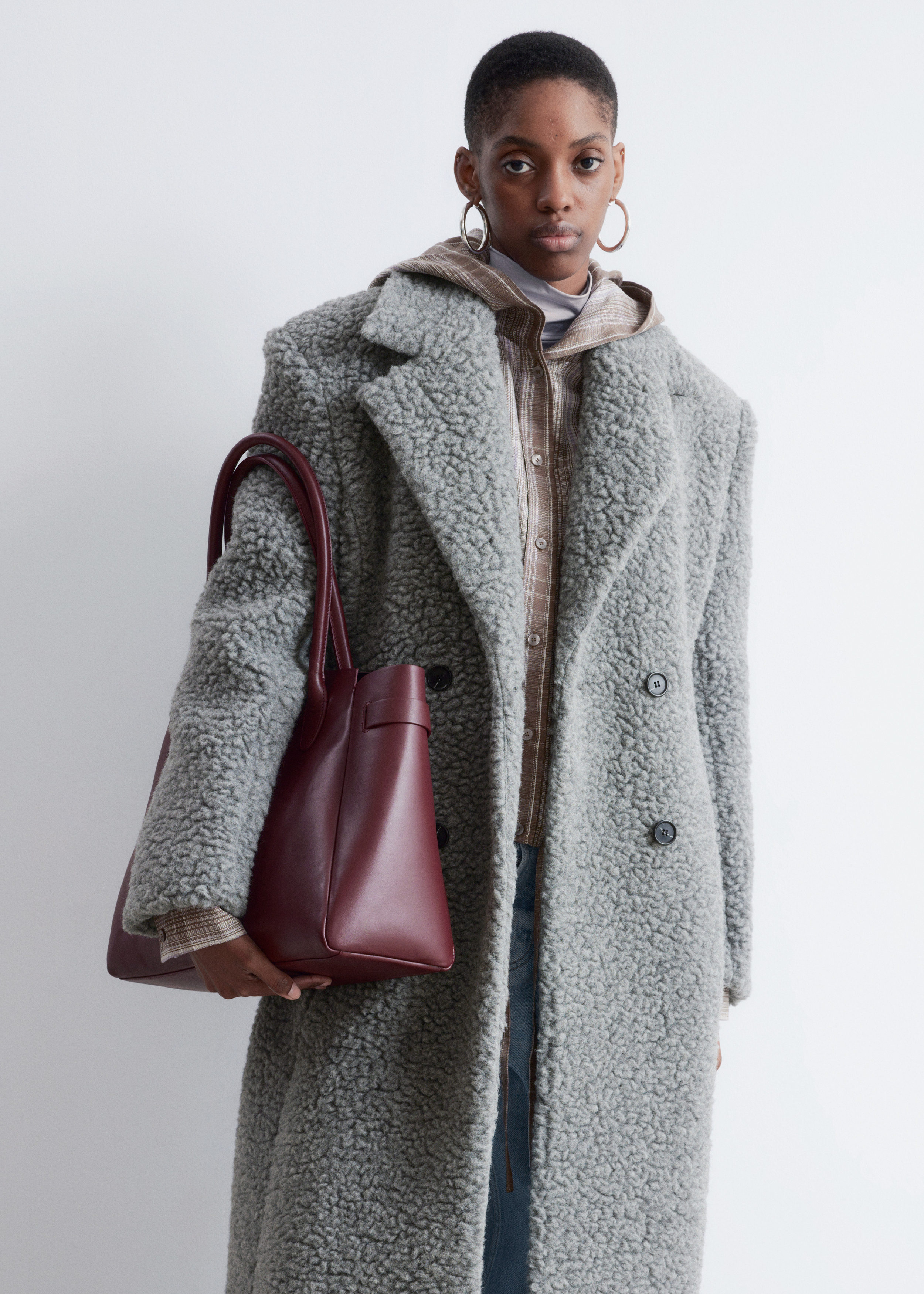 & Other Stories WOOL SHEARLING MAXI COAT