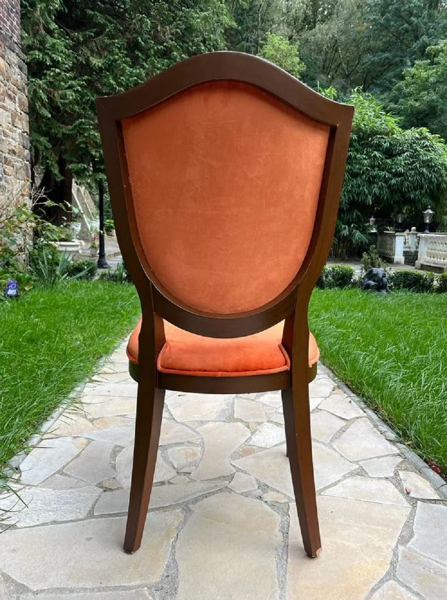Luxury Art Deco Velvet Dining Room Chair Orange / Brown - Art Deco Solid Wood Chair - Art Deco Dining Room Furniture - Art Deco Furniture - Art Deco Furnishings - Luxury Furniture in Art Deco Style