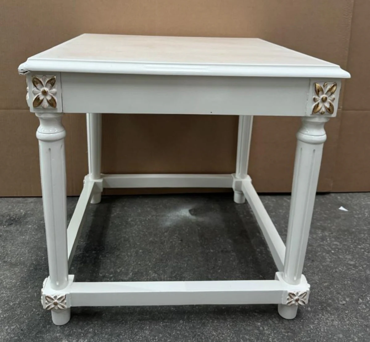 Baroque side table white / gold 55 cm - Baroque furniture