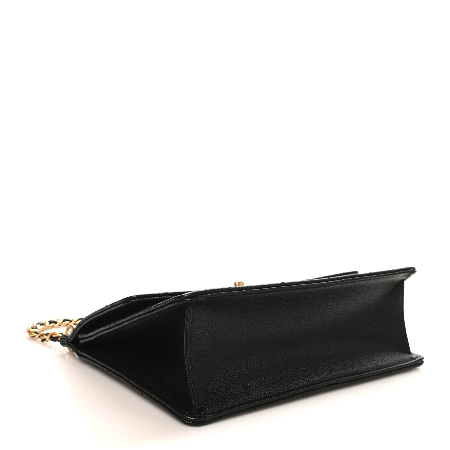 Caviar Quilted Chain Frame Flap Black - Top Club