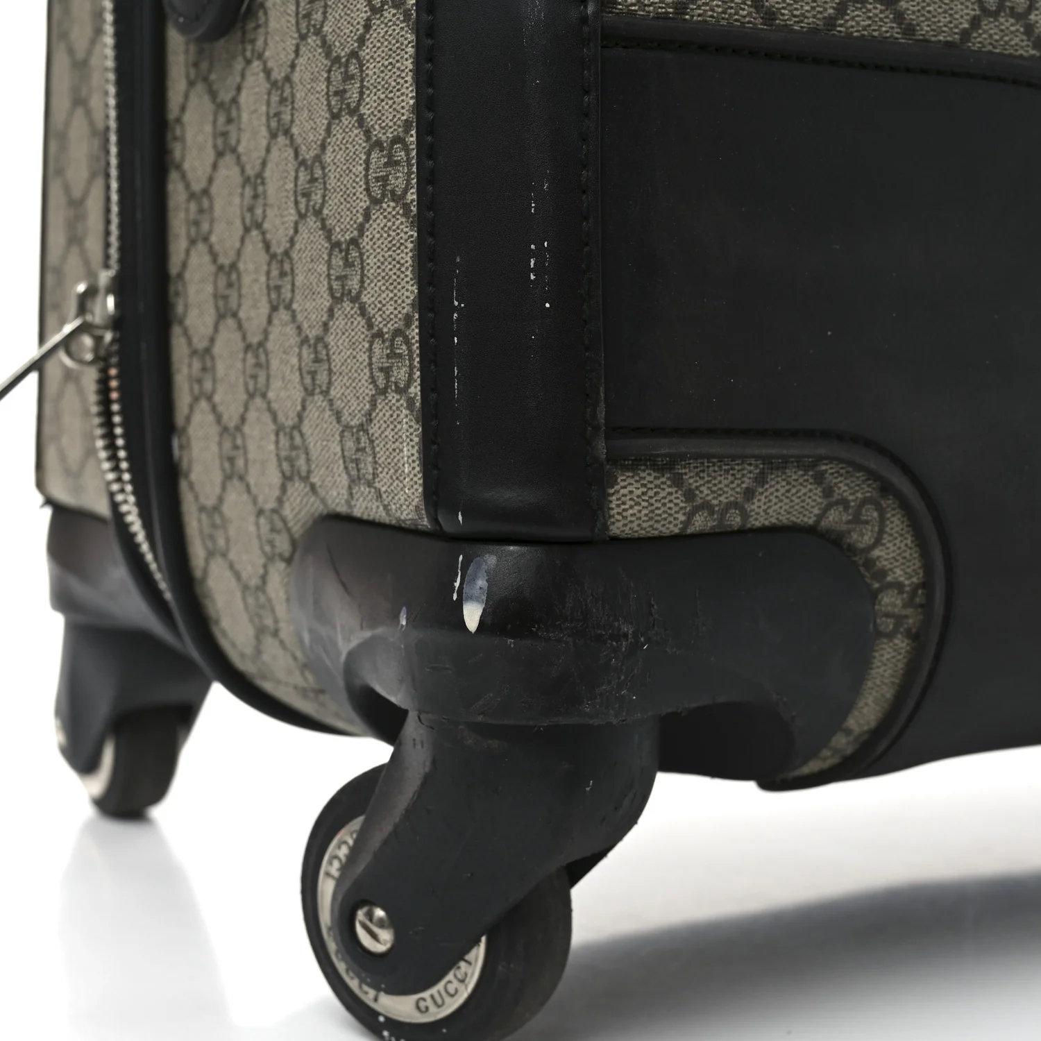 GG Supreme Monogram Four Wheel Suitcase Black - Top Club