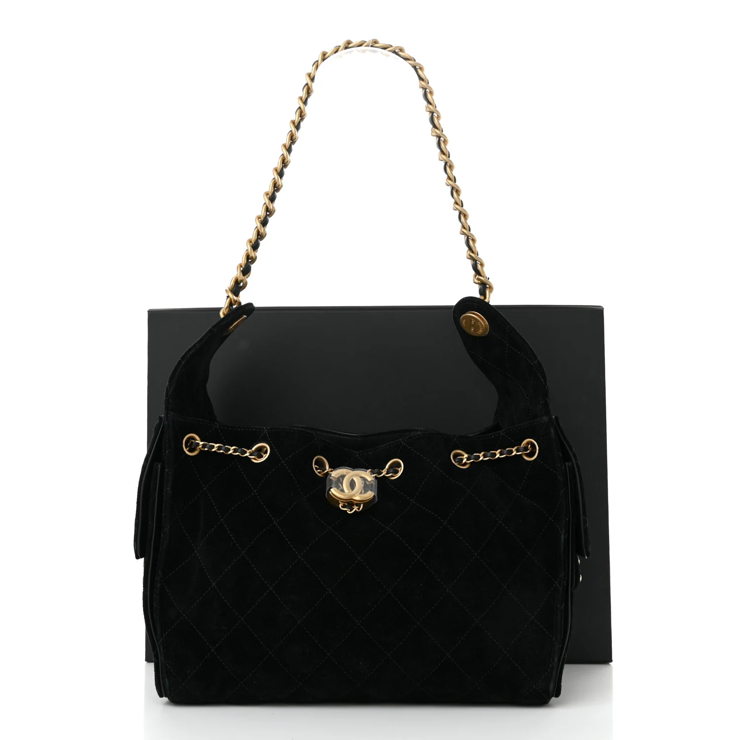 Suede Quilted Small Chanel 25 Handbag Black - Top Club