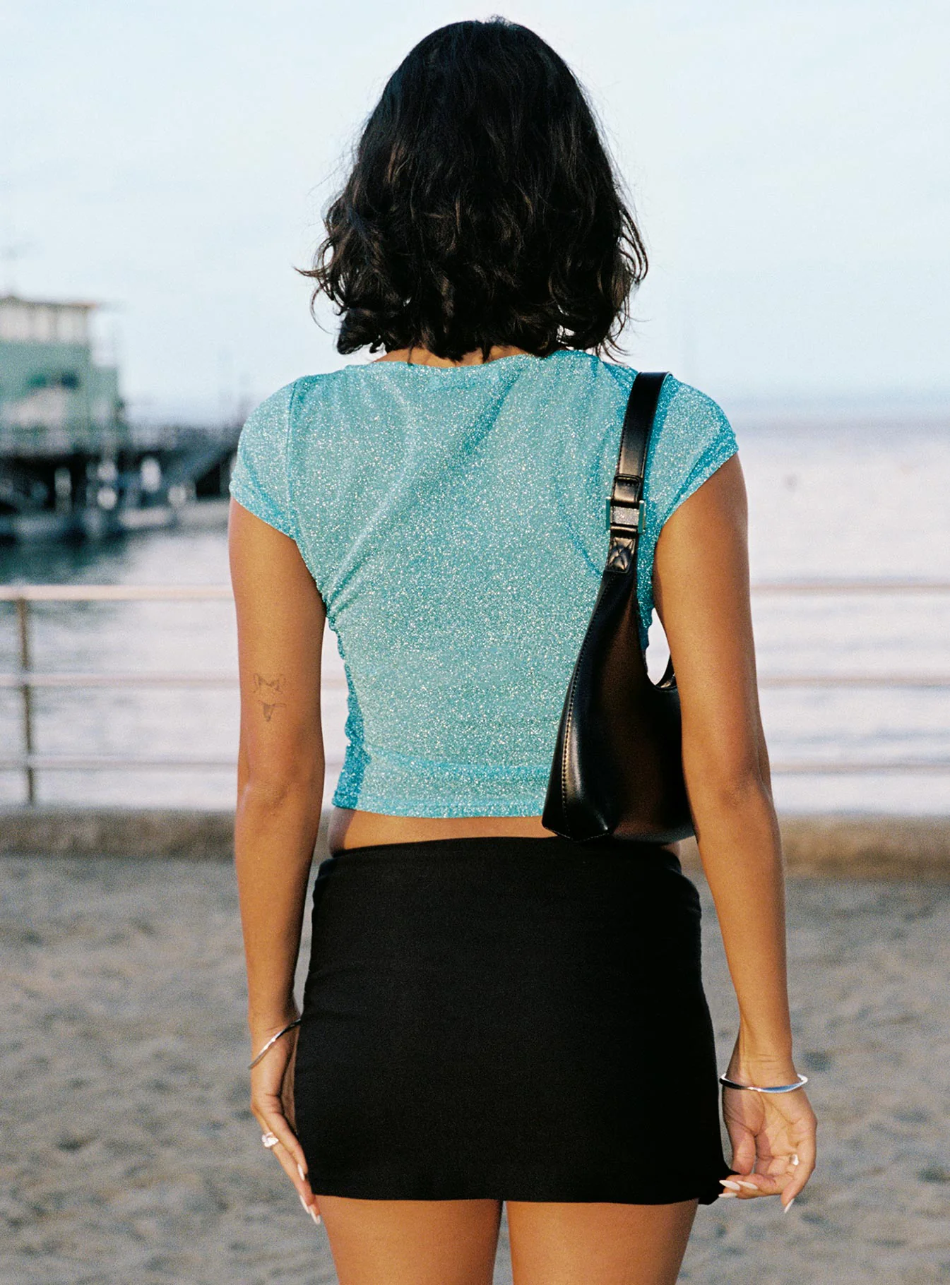 Crystal Clear Mesh Top Aqua