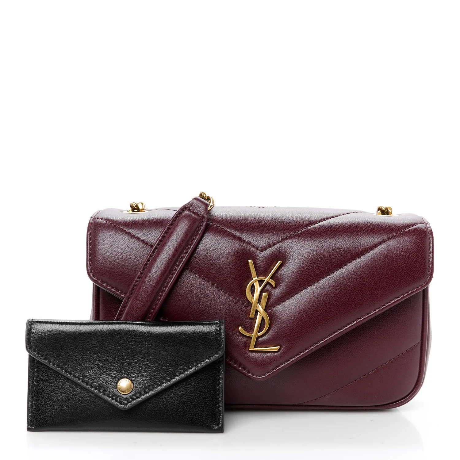 Lambskin Chevron Quilted Mini Loulou Rouge Cabernet - Top Club