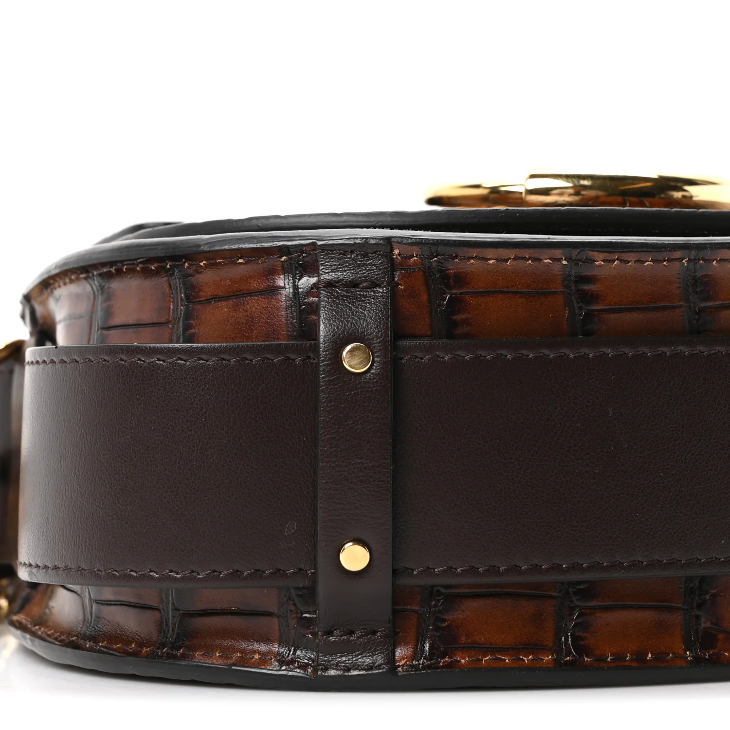Calfskin Crocodile Embossed Small Tess Bag Dark Ebony - Top Club