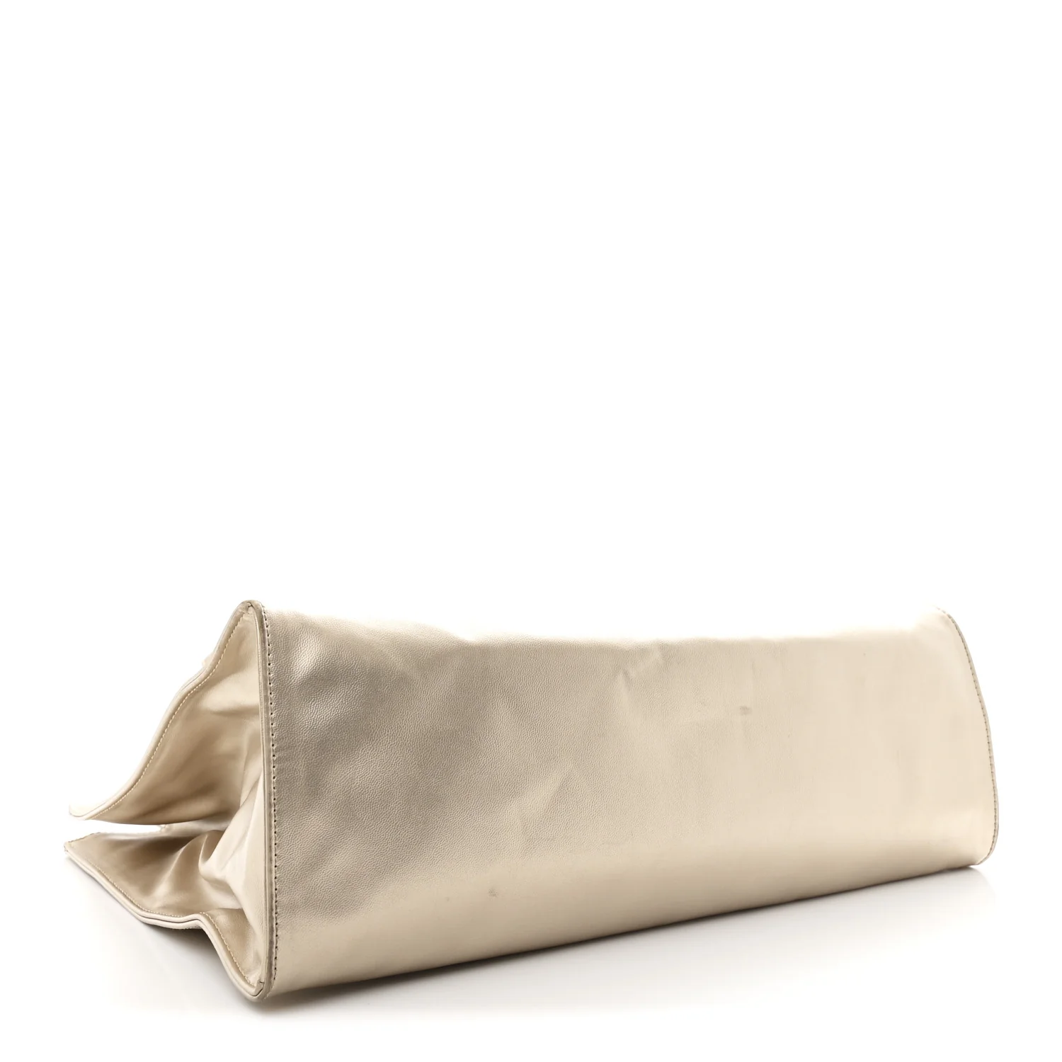 Metallic Vegan Leather Medium Shopping Bag Gold - Top Club