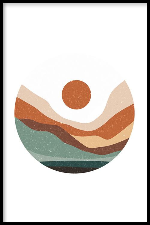 Walljar poster ingelijst - Desert Sunrise Poster ingelijst - 70 x 100 cm