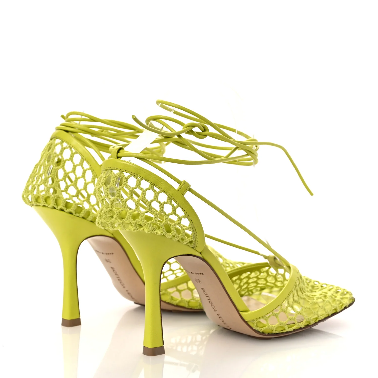 Mesh Nappa Stretch Ankle Tie Sandals 39 Kiwi - Top Club