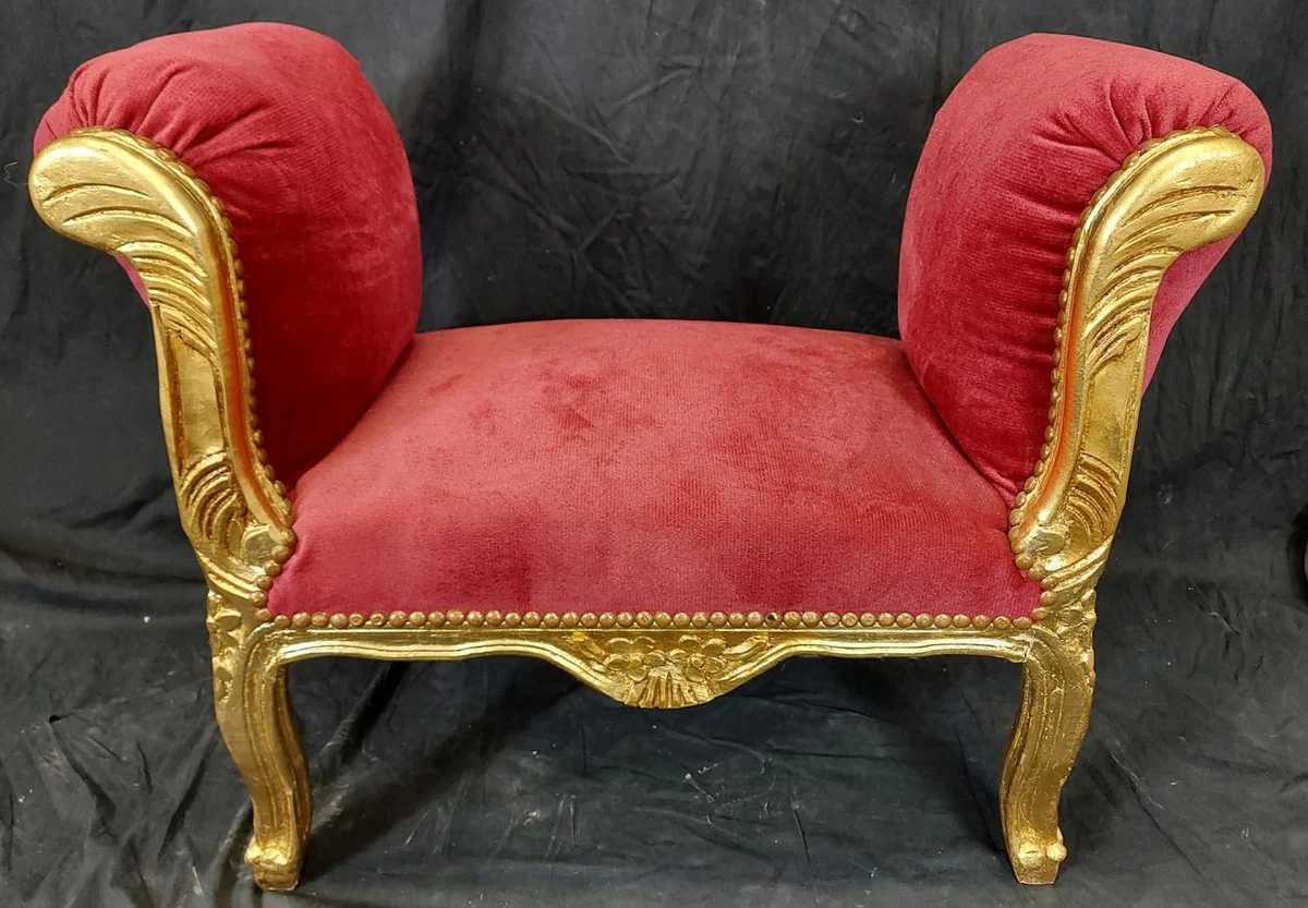 Baroque stool red / gold - handmade antique style stool - baroque style stool - living room furniture in baroque style - baroque style furniture - baroque furniture - baroque furnishings