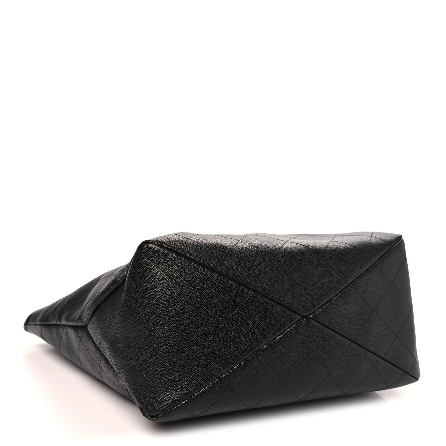 Shiny Caviar Stitched Softly Quilted Tote Black - Top Club