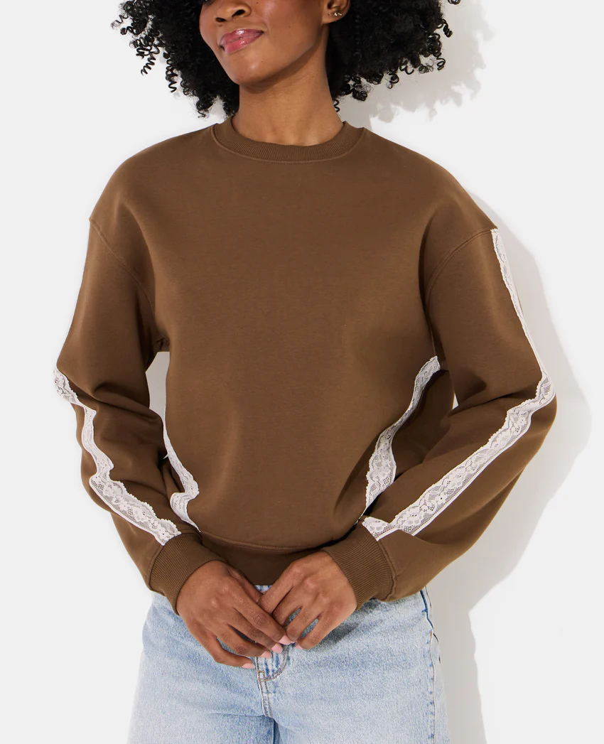 Pimkie Sweat col rond avec dentelle