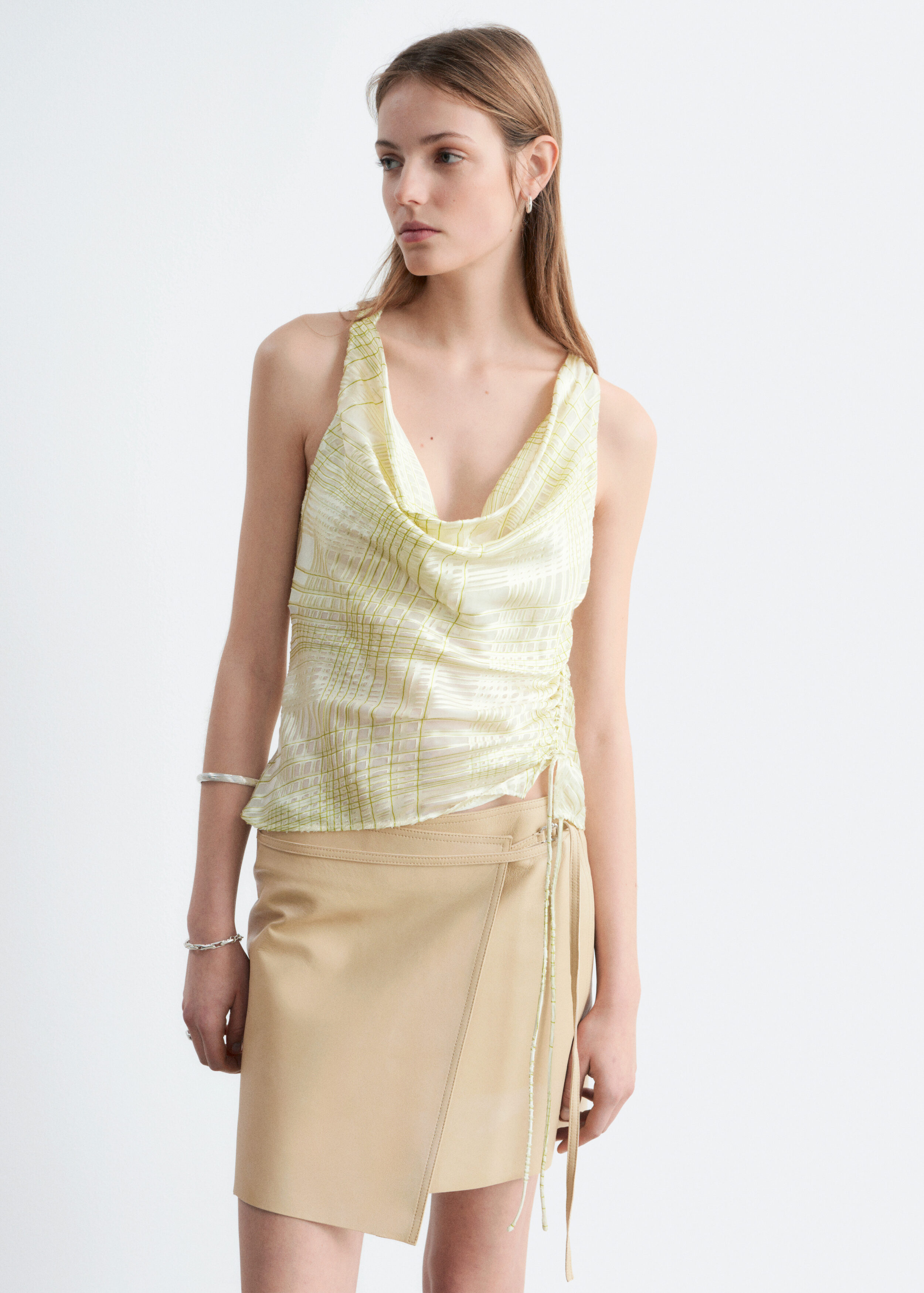 & Other Stories LEATHER WRAP MINI SKIRT