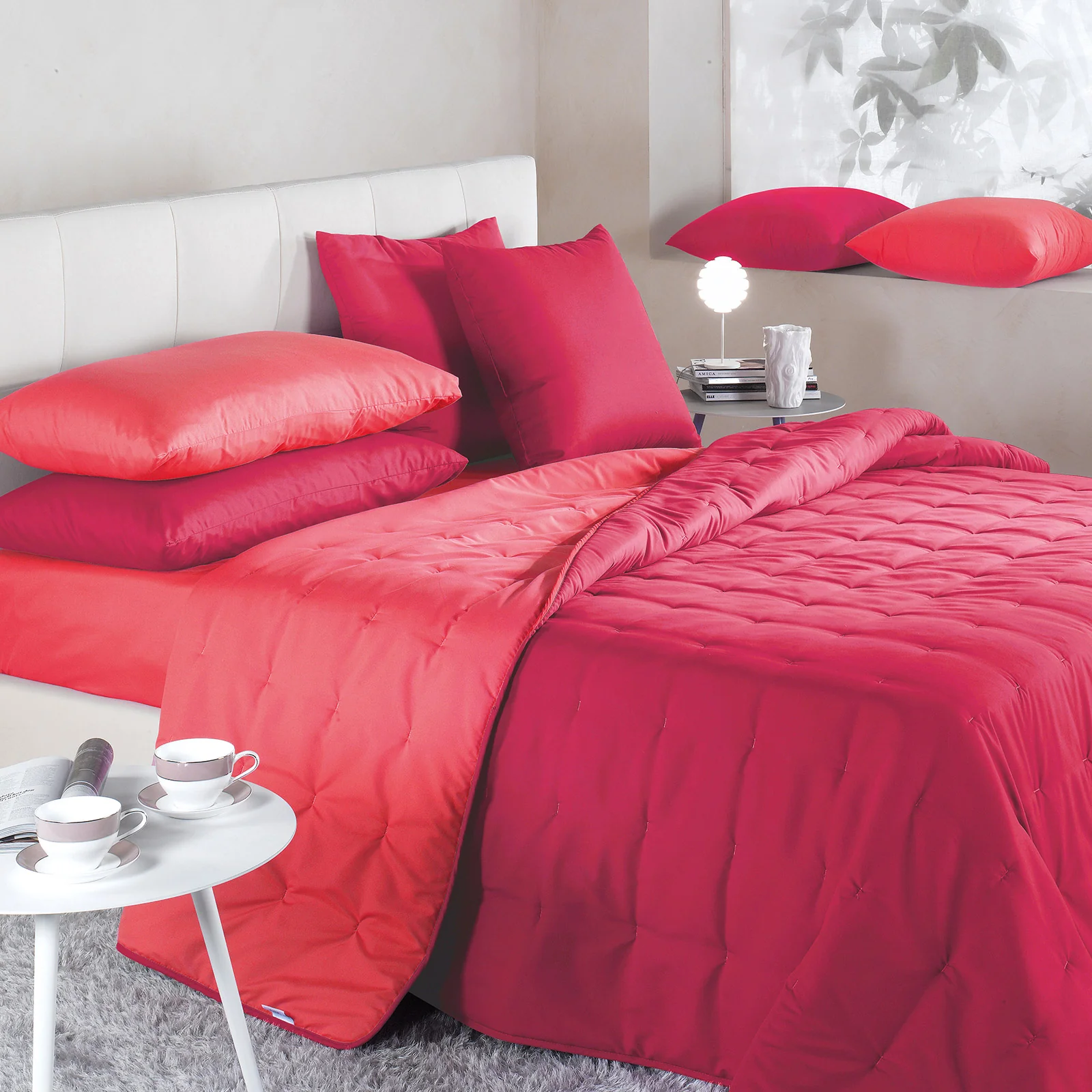 Trapunta Calduccia In Microfibra Bicolor Microfibra Singolo Rosso Caleffi Home