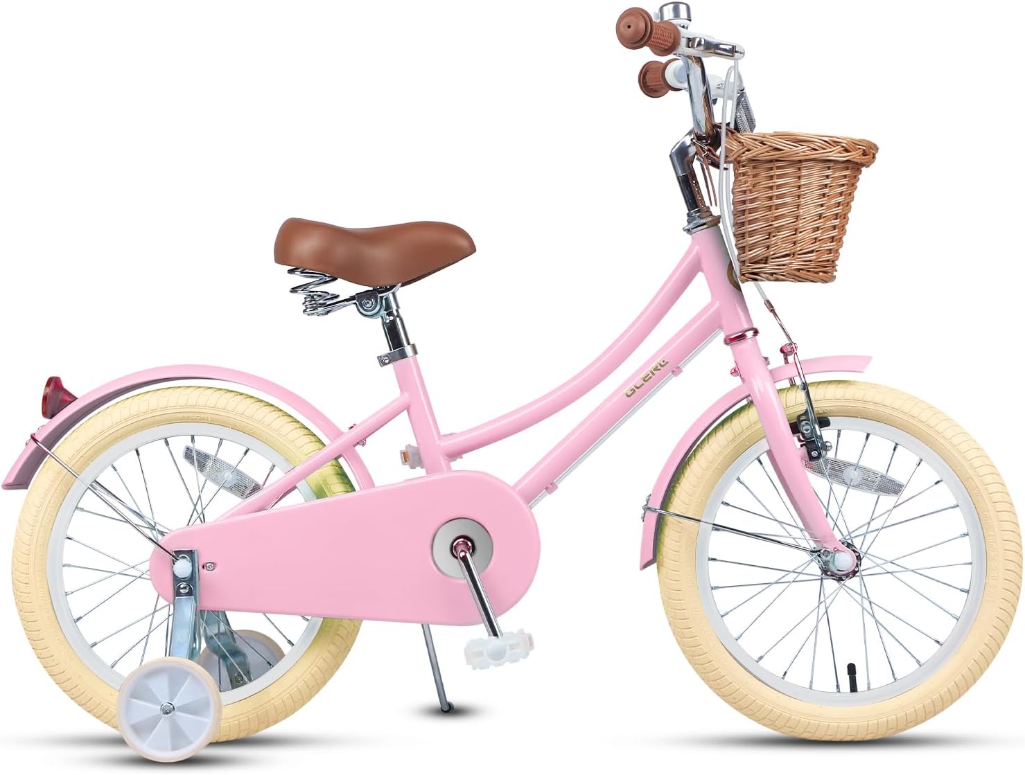 Glerc Bicicletta da ragazza con cestino per bambini da 2 a 12 anni, 12 14 16 20 pollici con campanello e stabilizzatori, colori multipli