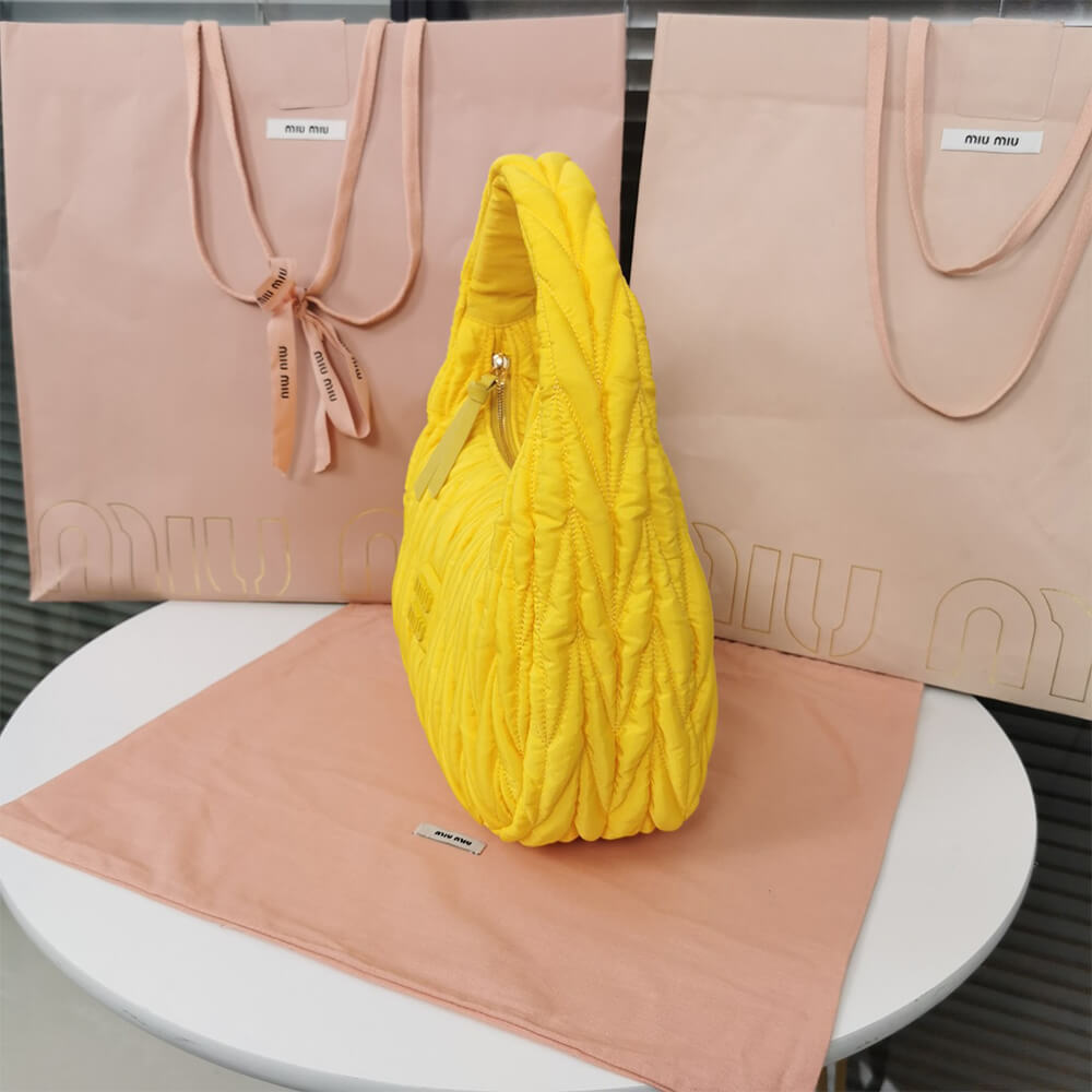 Miu Wander matelasse regenerated nylon hobo bag - Top Club