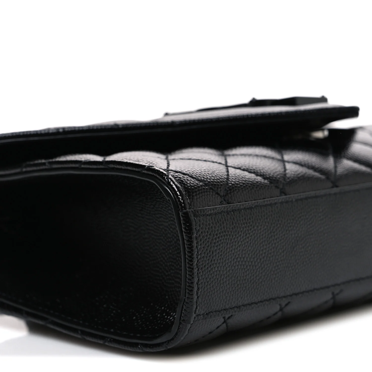 Grain De Poudre Textured Mixed Matelasse Triquilt Small Monogram Monochrome Satchel Black - Top Club