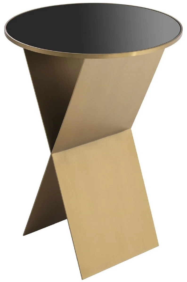 Luxury side table brass / black Ø 50 x H. 70 cm - Round stainless steel table with glass top - Living room furniture - Luxury collection