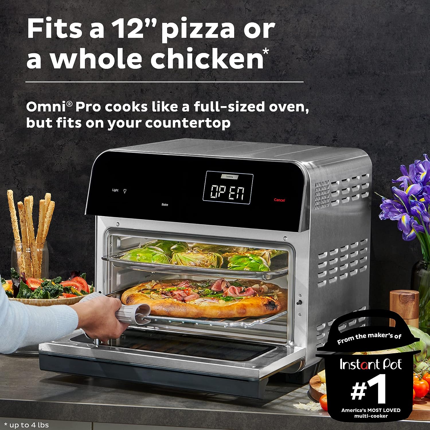 Instant Omni Pro 19 QT/18L Air Fryer Toaster Oven Combo, From the makers of Instant Pot, 14-in-1 functions, Fits a 12