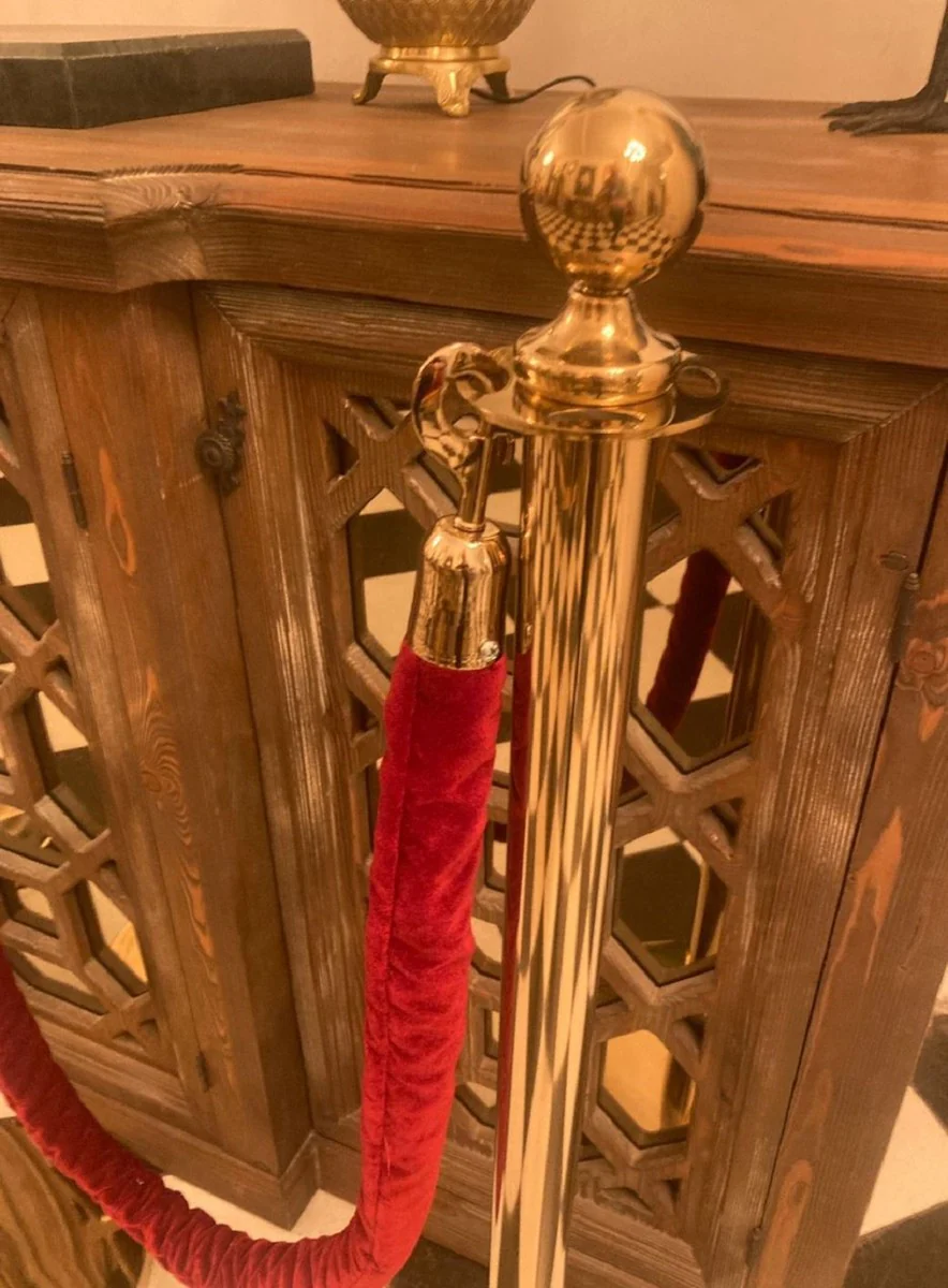 Luxury VIP barrier gold / burgundy Ø 32 x H. 106 cm - barrier stand with rope - hotel accessories - restaurant accessories - luxury collection