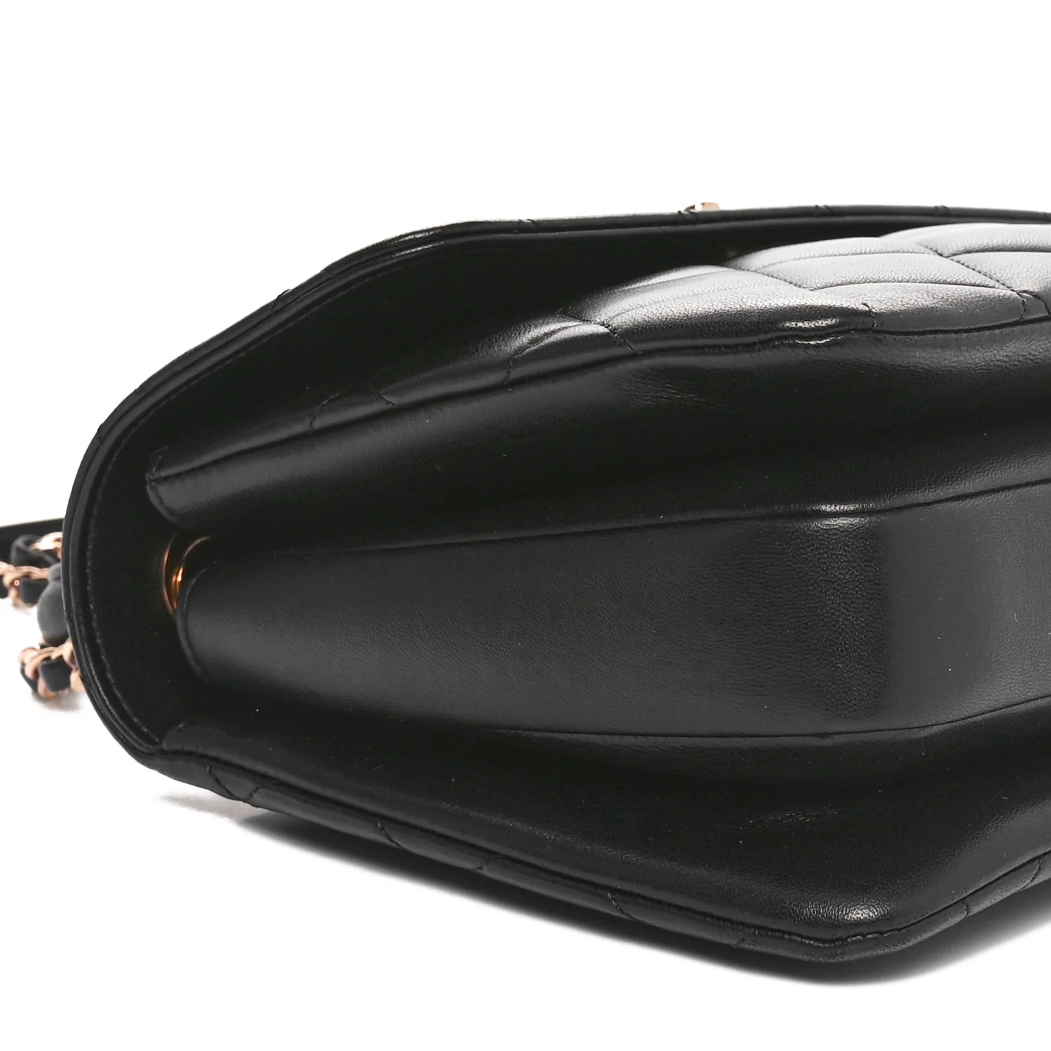 Lambskin Quilted Small Trendy CC Dual Handle Flap Bag Black - Top Club