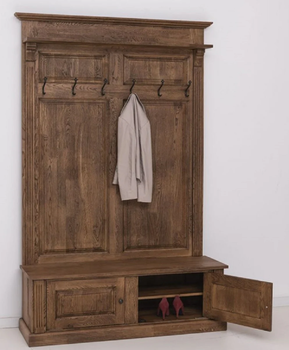 Country house style solid wood wardrobe dark brown 140 x 41 x H. 210 cm - wall wardrobe - hallway cabinet - hallway furniture - wardrobe furniture - country house style furniture