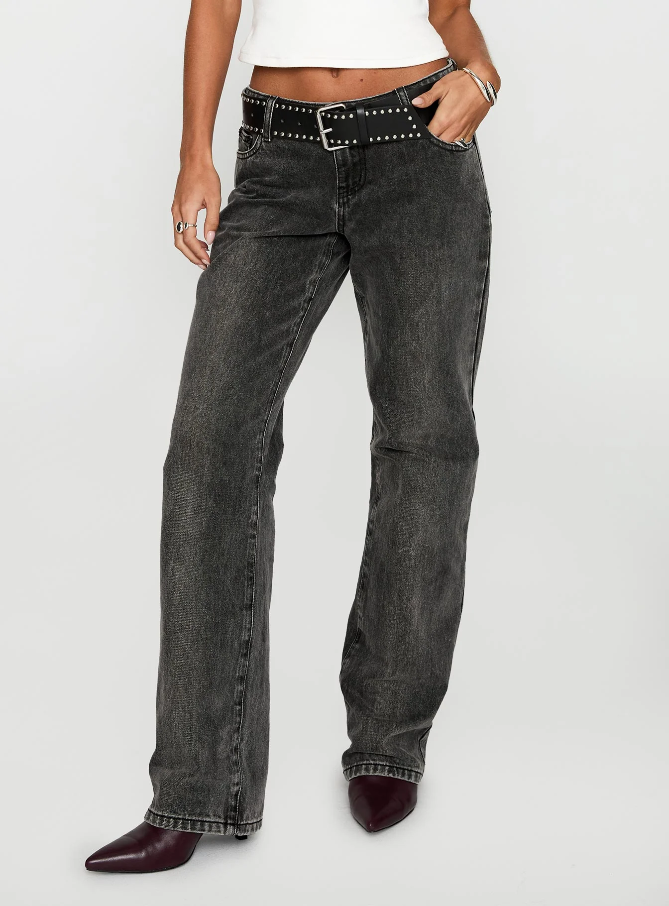 Better Half Low Rise Straight Leg Jeans Charcoal