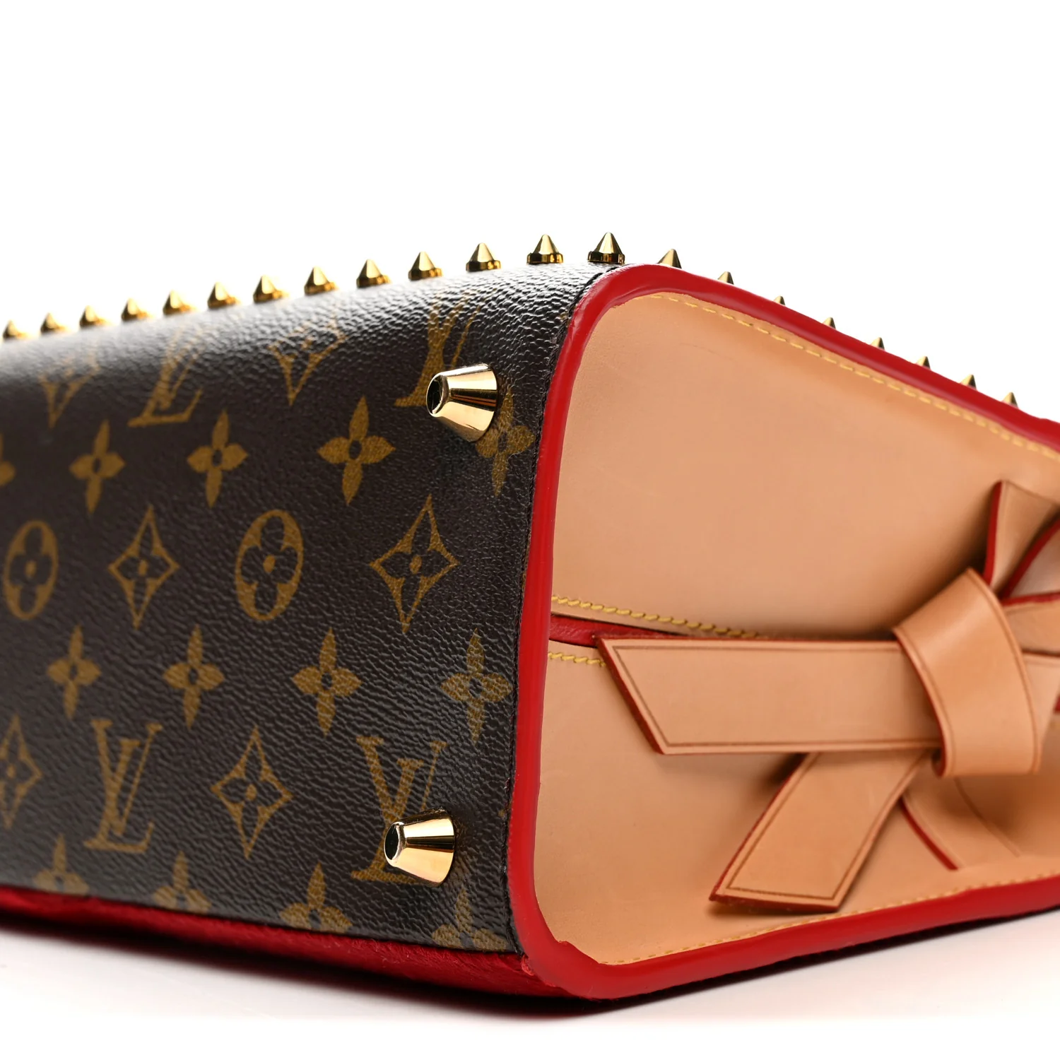 Monogram Calf Hair Spikes Iconoclasts Christian Louboutin Tote Red - Top Club