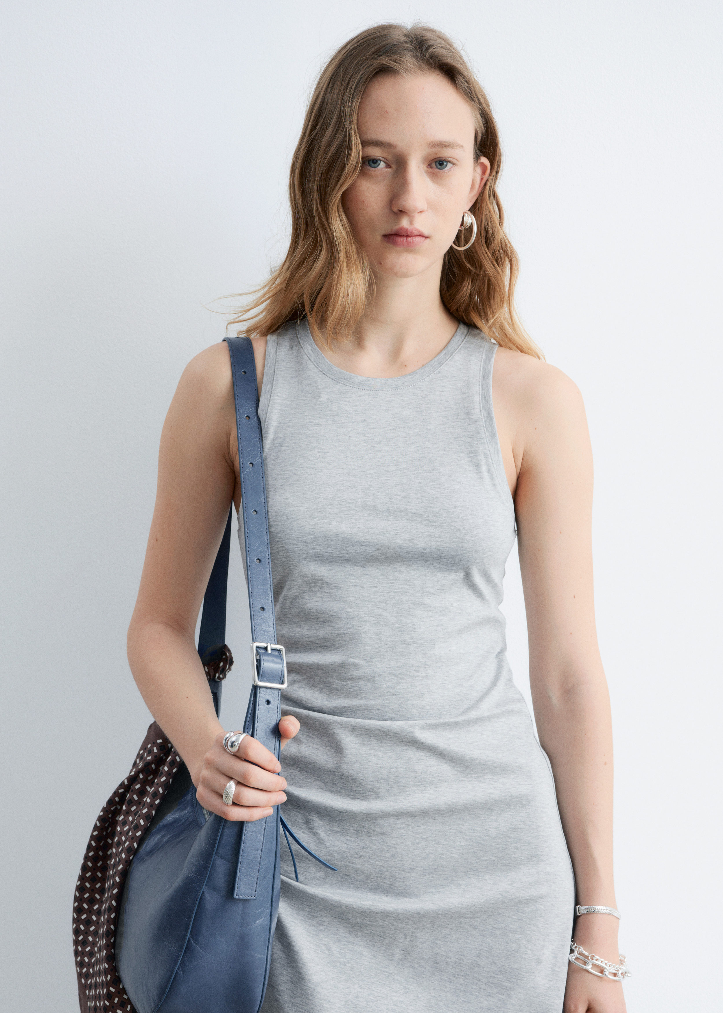 & Other Stories RUCHE ASYMMETRIC MIDI DRESS