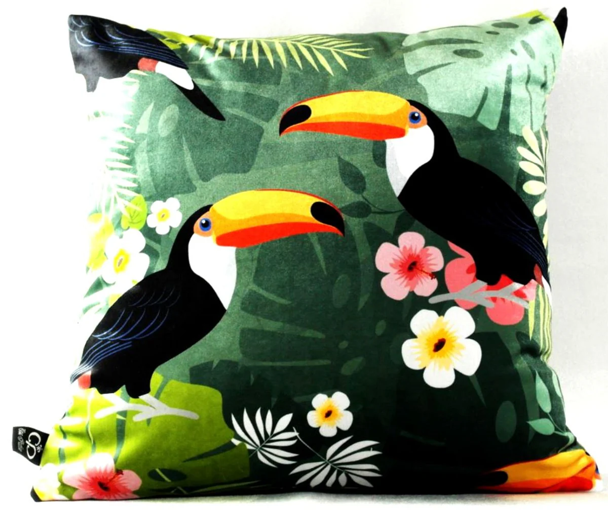 Luxury decorative cushion Hawaii Tropical multicolored 45 x 45 cm - finest velvet fabric - luxury quality